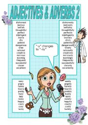 English Worksheet: ADJECTIVES AND ADVERBS POSTER 2