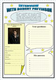 Interview with Robert Pattinson (Twilight) - Writing and Speaking activity