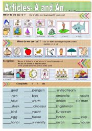 English Worksheet: articles