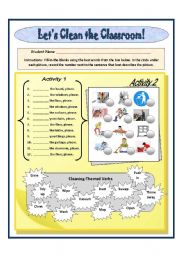 English Worksheet: Classroom English: Lets Clean