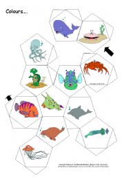 English Worksheet: Colourful Fish - 12-Sided Ball / Dice