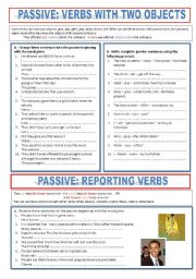 English Worksheet: PASSIVE: TWO OBJECTS 