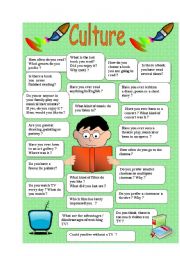English Worksheet: Culture, art and entertainment - speaking