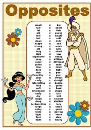 English Worksheet: OPPOSITES - ADJECTIVES POSTER