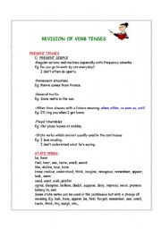 English worksheet: Revision of  verb tenses