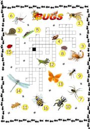 English Worksheet: Crosswords _ Bugs