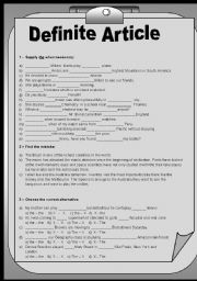 English Worksheet: Definite Article