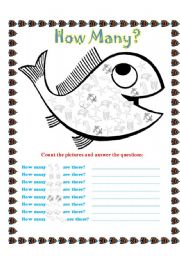 English Worksheet: Sea animals - How many