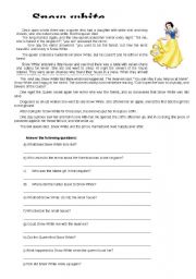 English Worksheet: Fairy Tales- Snow White