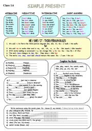 English Worksheet: Simple Presente - Rules and Exercises