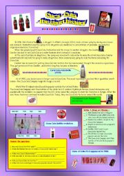 English Worksheet: Coca-Cola - the short history & key (fully editable)