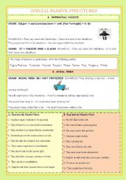 English Worksheet: PASSIVE VOICE-SPECIAL STRUCTURES(WITH KEY)