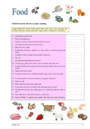 English Worksheet: Food - reverse dictionary