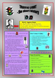 English Worksheet: TRAFFIC LIGHT - the short history & key (fully editable)