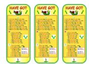 English Worksheet: Bookmark Have Got