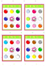 English Worksheet: Bingo Cards  -  Colours