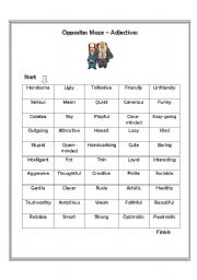 English Worksheet: Opposite Adjectives Maze