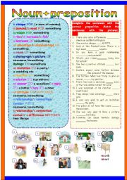 English Worksheet: Noun+preposition