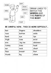 English Worksheet: parts of the human body