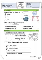 English Worksheet: Quiz :Parts of the house & pieces of furniture  