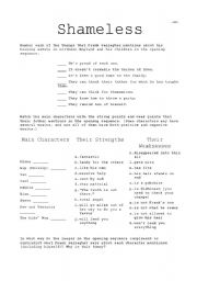 English worksheet: Shameless Intro