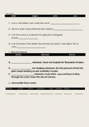 English worksheet: Volcanoes