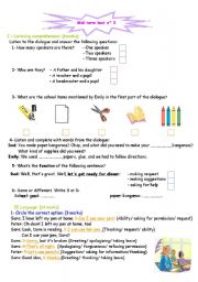 English Worksheet: test for 7th form