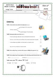 English Worksheet: mid term test 3 9th 