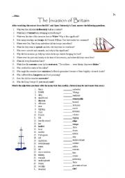 English Worksheet: Invasion of Britain