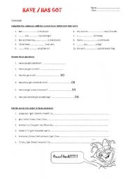 English Worksheet: have/has got