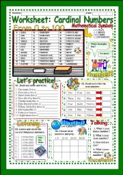 English Worksheet: Worksheet: Cardinal Numbers from 1 to 100 (Exercise + Bingo + Oral )