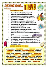 English Worksheet: LETS TALK ABOUT TRAVEL (SPEAKING SERIES 7)