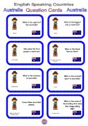 English Speaking Countries - Question cards 2 - Australia