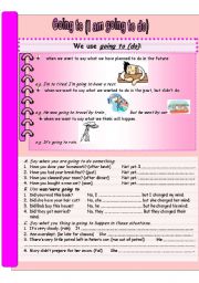 English Worksheet: going to - grammar guide and exercises.