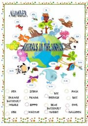 English Worksheet: ANIMALS IN THE WORLD