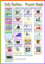 English Worksheet: Daily Routines - Present Simple