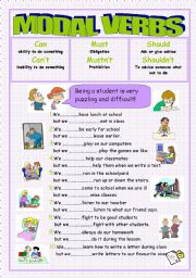English Worksheet: Modal verbs(can/can´t,must/mustn´t,should/shouldn´t)