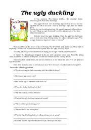 English Worksheet: The Ugly Duckling- Reading Comprehension exercise