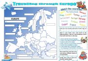 English Worksheet: Travelling through Europe