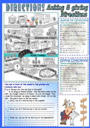 English Worksheet: Asking&Giving Directions (a city map with lots of points to go)