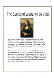English Worksheet: The Genius of Leonardo da Vinci