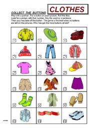 English Worksheet: Collect the Buttons  -  Clothes  -  Game