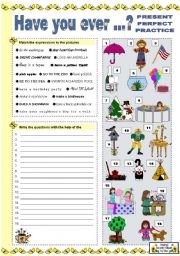 English Worksheet: HAVE YOU EVER ...? - PRESENT PERFECT PRACTICE