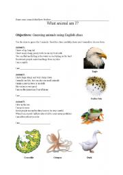 English worksheet: what animal am I