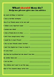 English Worksheet: What SHOULD they do?
