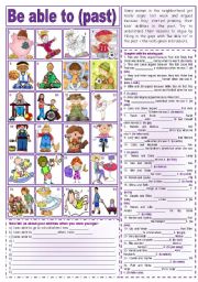 English Worksheet: Be able to (past) ***fully editable