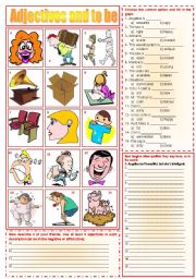 English Worksheet: Adjectives and to be - exercises ***fully editable