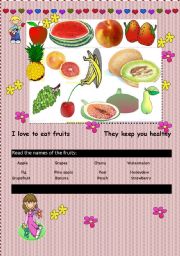 English worksheet: Fruits 