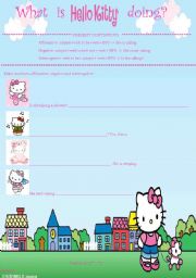 English Worksheet: What is Hello Kitty doing?