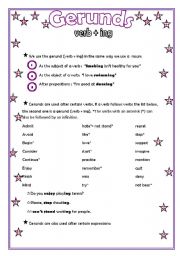 English Worksheet: Gerunds 